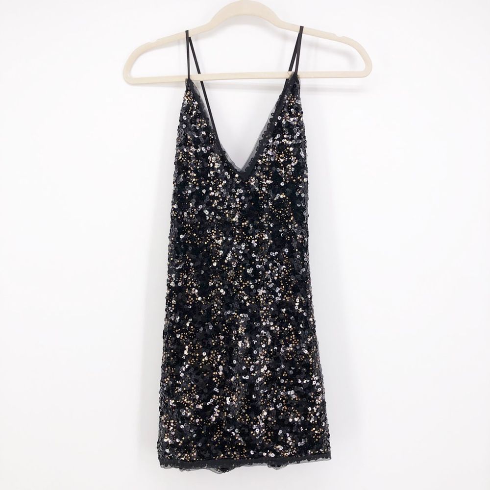 NBD x Revolve Dress Sloan Black Sequin Slip Mini - Picture 2 of 8